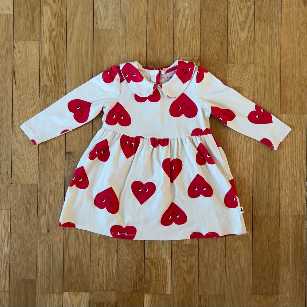 Lindex Heart Peter Pan Collar Long Sleeve Jersey Dress
